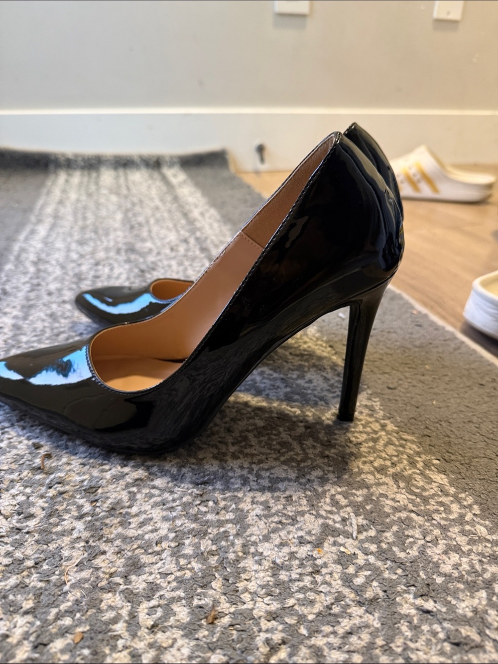 PrettyLittleThing Black Patent Pointed Stiletto Heels